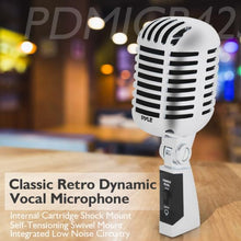 Load image into Gallery viewer, Classic Retro Dynamic Vocal Microphone, Vintage Style Vocal Mic with 16&#39; ft. XLR Cable
